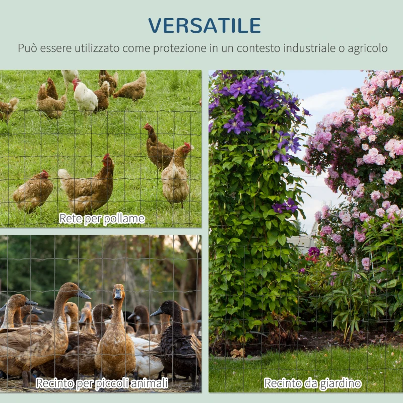 PawHut Rete Metallica da Giardino con Rivestimento in PVC per Recinzioni da Esterno, 1000x61cm, Verde