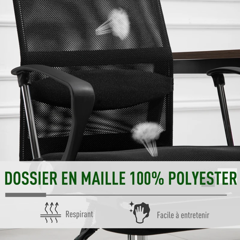 Vinsetto Fauteuil de bureau chaise de bureau ergonomique avec coussin lombaire - repose-pieds rétractable - 65 x 60 x 119-127 cm - noir