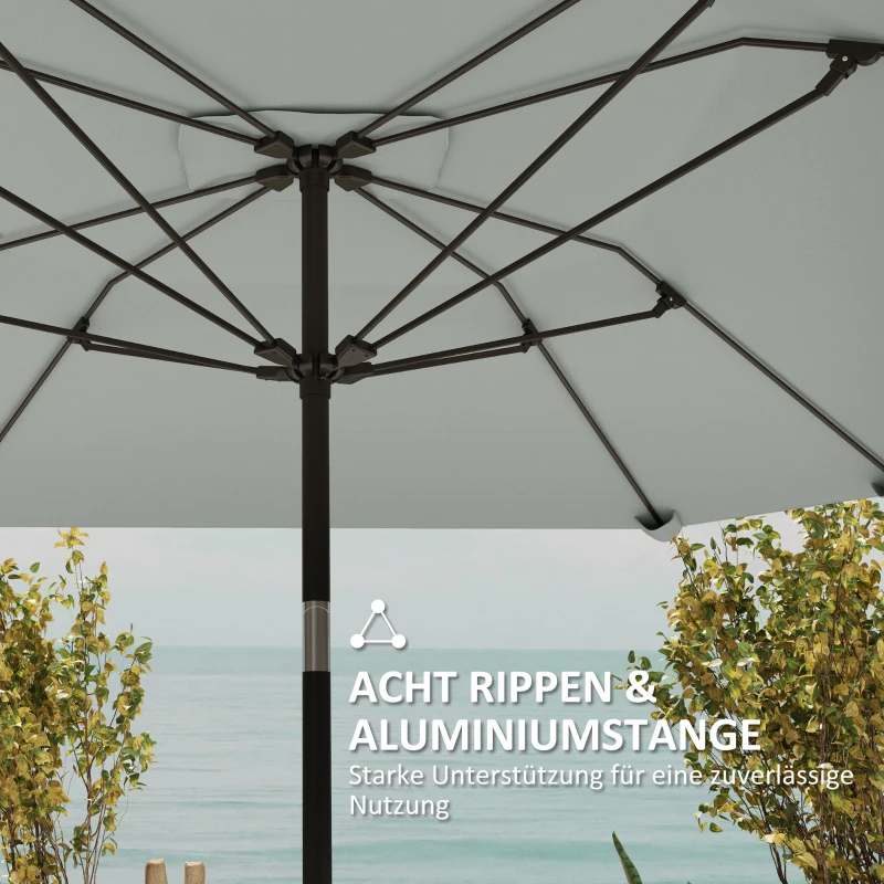 Outsunny 2,3 m Parasol zonder Basis, Verstelbare Terrasparasol met Kruk, Polyester, Aluminium, Fiberglas, Donkergrijs