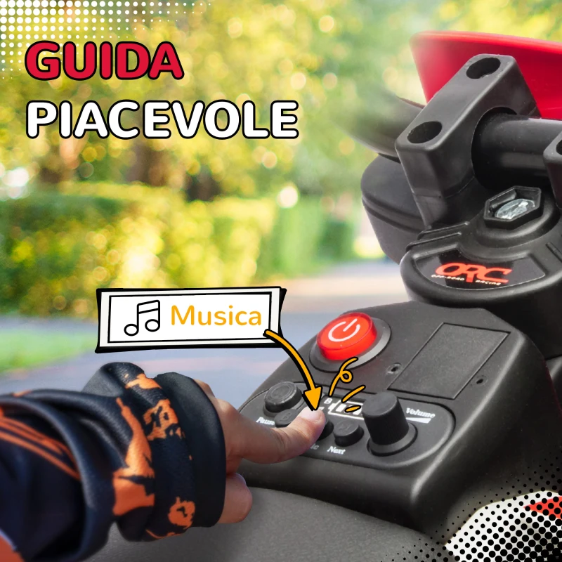 AIYAPLAY Moto Elettrica per Bambini con Rotelle e Indicatore di Carica, in PP e Metallo, 107x56x70 cm, Rosso