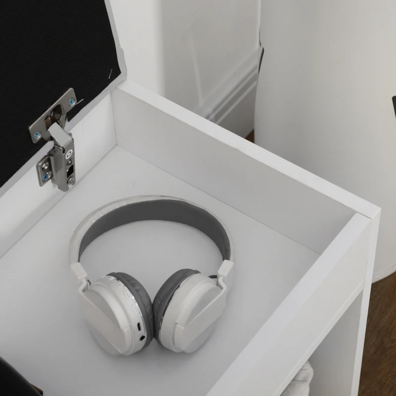 HOMCOM Meuble Chaussures Banc à Chaussures 2 Niveaux Rangement, Niche + Coffre intégré avec Coussin Blanc