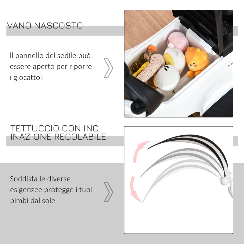 HOMCOM Macchina per Bambini Licenza Mercedes con Maniglione, Tettuccio e Barre di Sicurezza, in PP e Metallo, 84x40x83 cm, Bianco