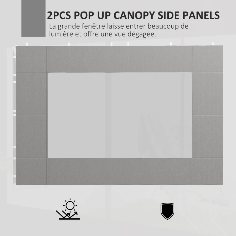 Outsunny Lot de 2 latéraux de tente, barnum 295x195 cm, Parois de remplacement en tissu pour tonnelle de 6x3 ou 3x3 m, gris