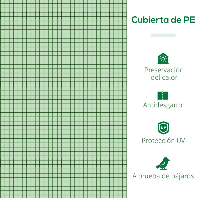 Outsunny Mini Invernadero de Jardín 295x100x80 cm para Cultivo de Plantas Tipo Túnel Marco Acero y Plástico Verde
