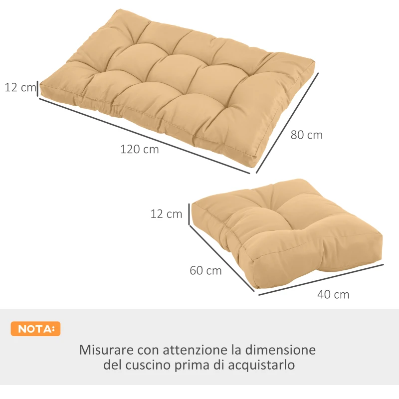 Outsunny Cuscineria per Pallet Set 3 Cuscini per Seduta e Schienale di Divani Panca con Bancali, Poliestere Beige