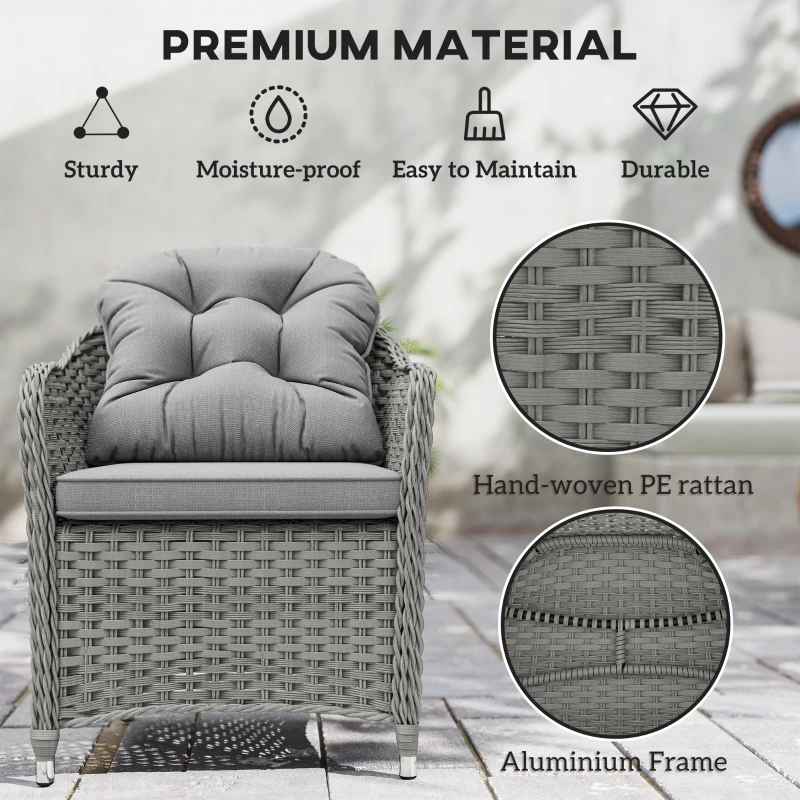 Outsunny Seven-Piece Rattan Dining Set - Light Grey