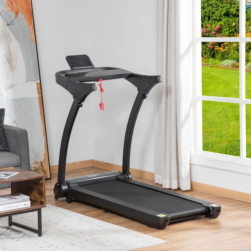 HOMCOM Tapis de course électrique pliable 1-14 km/h 550 W tapis roulant écran LED support de téléphone bande extra-large antidérapant acier PP ABS 153 x 77 x 124 cm noir