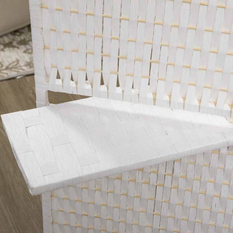 HOMCOM Séparateur de pièces 4 panneaux 2 étagères pliables blanc paille