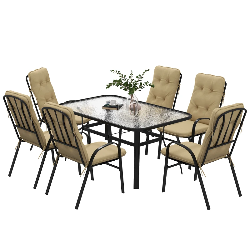 Outsunny Seven-Piece Garden Dining Set with Cushions - Beige