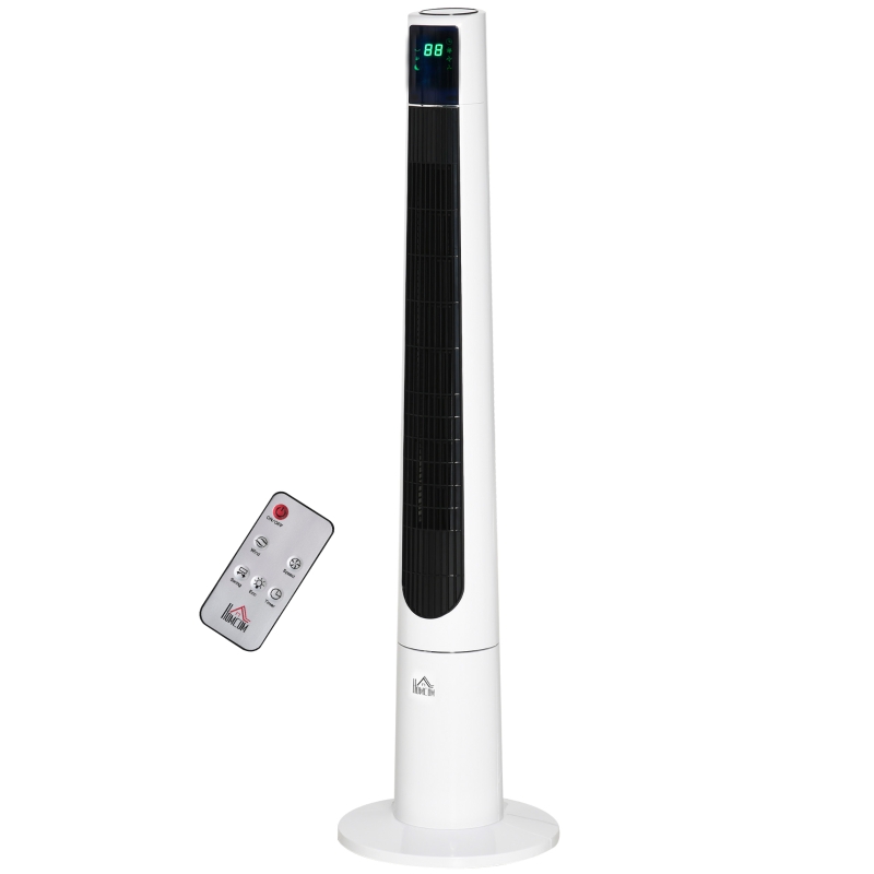 HOMCOM Ventilatore a Torre 50W a 3 Modalità e 3 Velocità con Timer da 12h, in ABS, Ø32x118.2 cm, Bianco