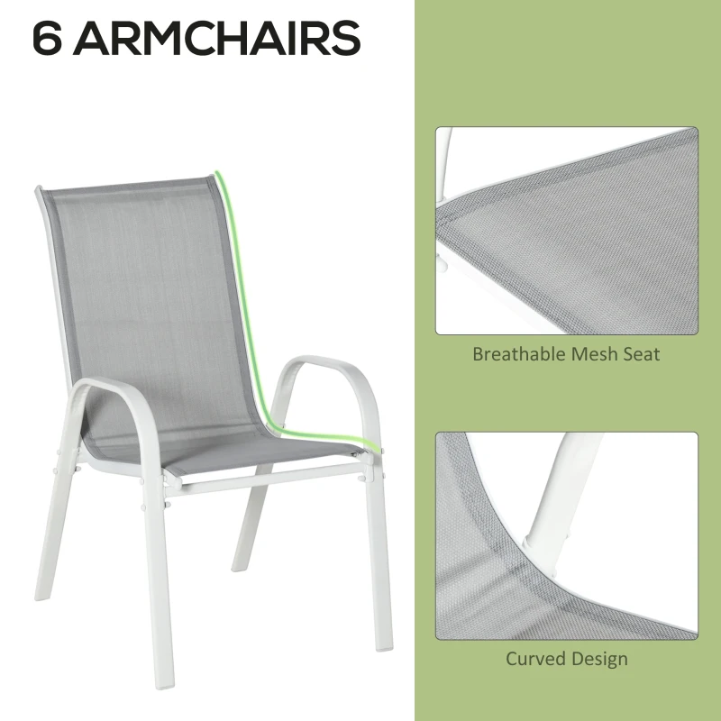 Outsunny Seven-Piece Outdoor Dining Set - Grey