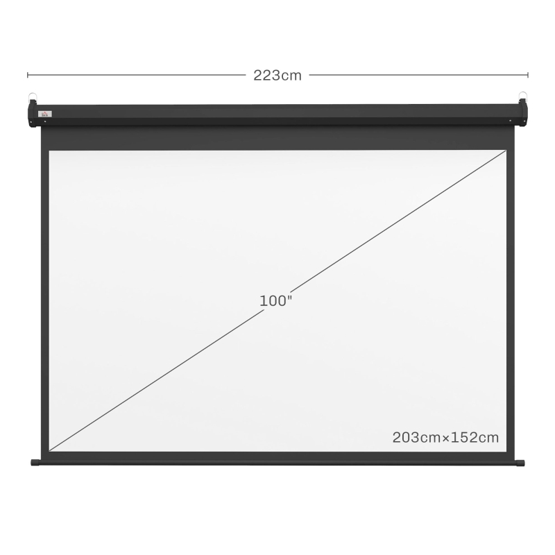 HOMCOM Schermo per Proiettore 100" Formato 4:3 Regolabile con Telecomando, 203x152cm, Nero