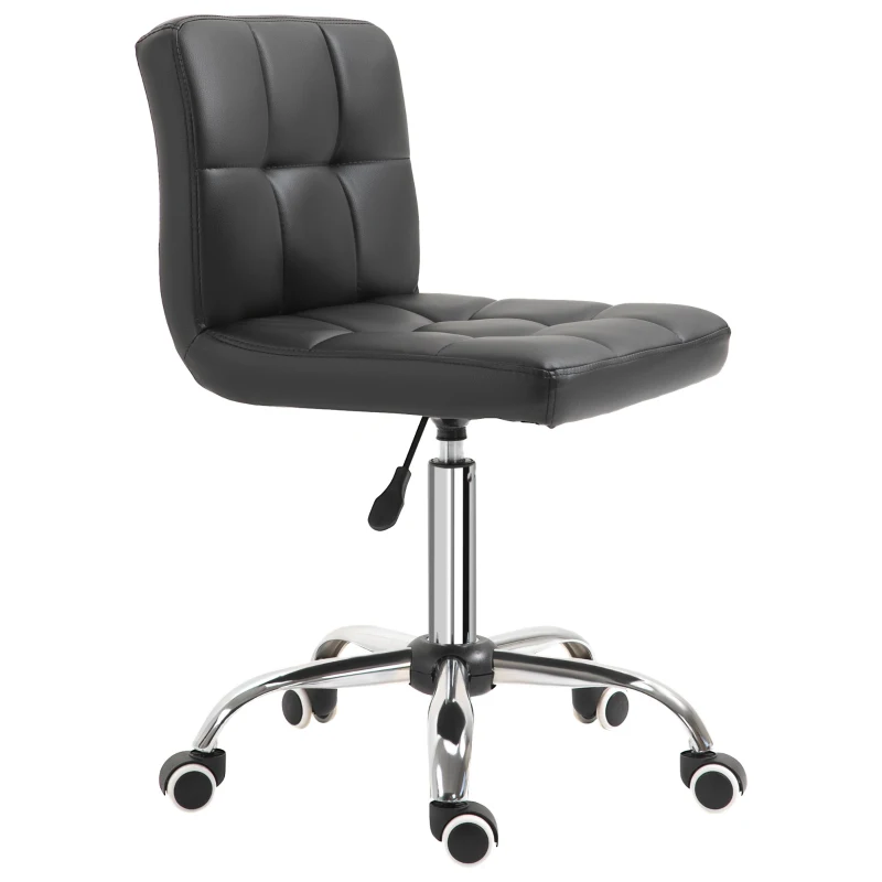Vinsetto Chaise de bureau design contemporain pivotante 360° ergonomique hauteur réglable dossier assise capitonnés revêtement synthétique 52,5 x 54 x 93 cm noir