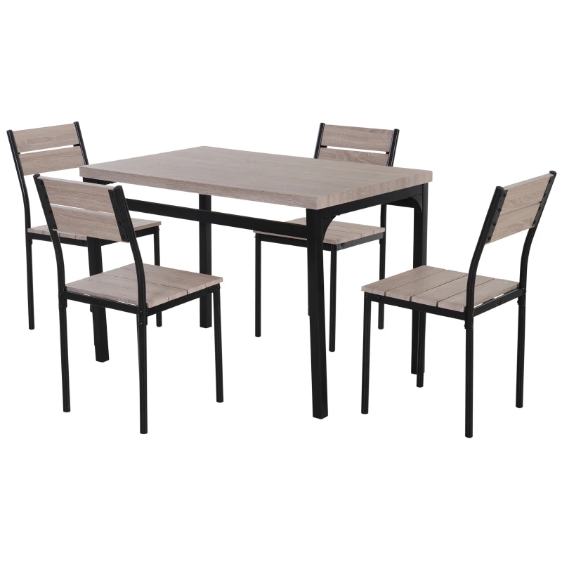 HOMCOM Table de salle à manger avec 4 chaises style industriel acier noir MDF coloris bois de chêne