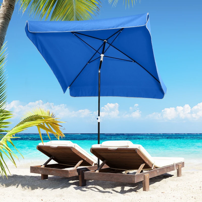 Outsunny Parasol de jardin Parasol droit inclinable rectangulaire métal polyester haute densité 2L x 2l x 2,6H m bleu