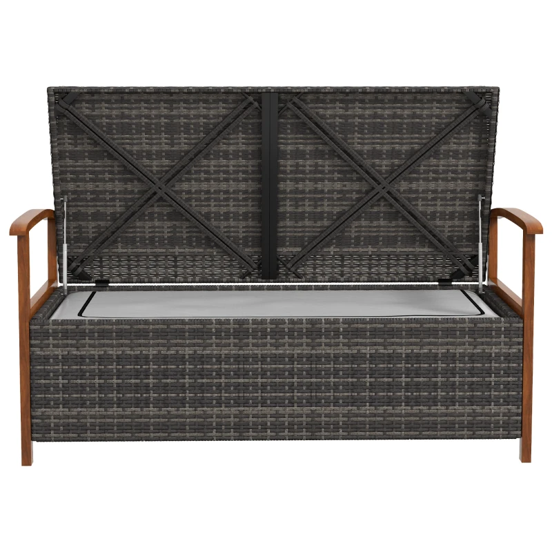 Outsunny Banc de jardin 2 places avec coussin d'assise rembourré - 2 en 1 avec coffre de rangement