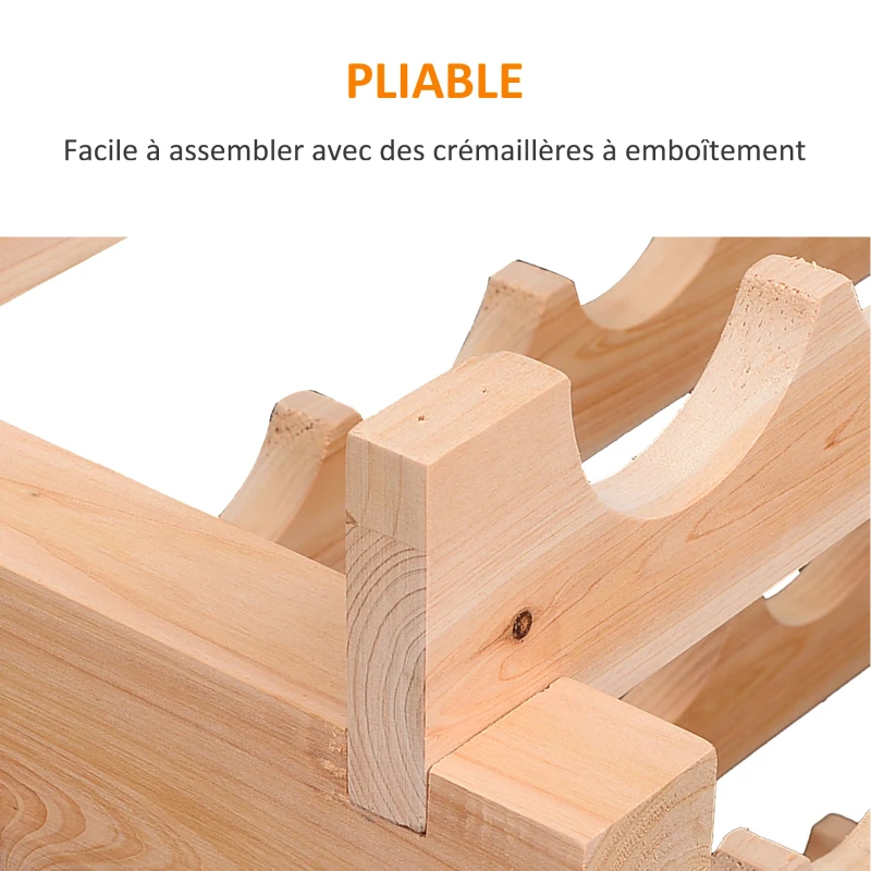HOMCOM Étagère à bouteilles casier à vin range bouteilles horizontal 6 niveaux 72 bouteilles max. dim. 114L x 28l x 85H cm bois de pin massif