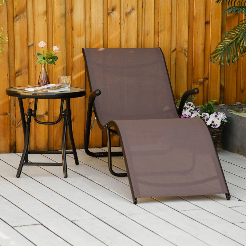 Outsunny Outdoor Folding Sun Lounger, Chaise Lounge Chair, Reclining Garden for Beach, Poolside and Patio, Dark Brown
