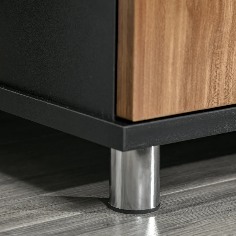 HOMCOM Mobile TV Moderno con 2 Ripiani, Fori Passacavi e 2 Armadietti in MDF 105x40x55cm - Nero e Marrone