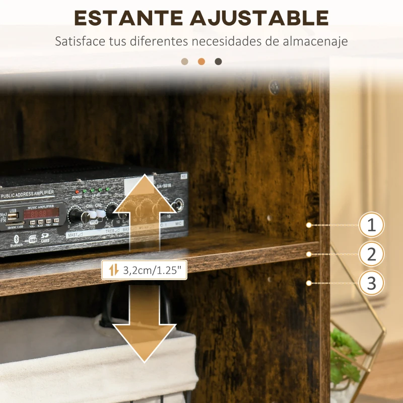 HOMCOM Mueble de TV para Televisores hasta 55 Pulgadas con 4 Compartimentos Estante Ajustable 110x40x50 cm Marrón Rústico