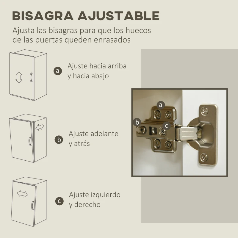 HOMCOM Aparador de Salón Mueble Auxiliar de Cocina con 2 Puertas y Estante Ajustable para Comedor Entrada 80x37x75 cm Blanco