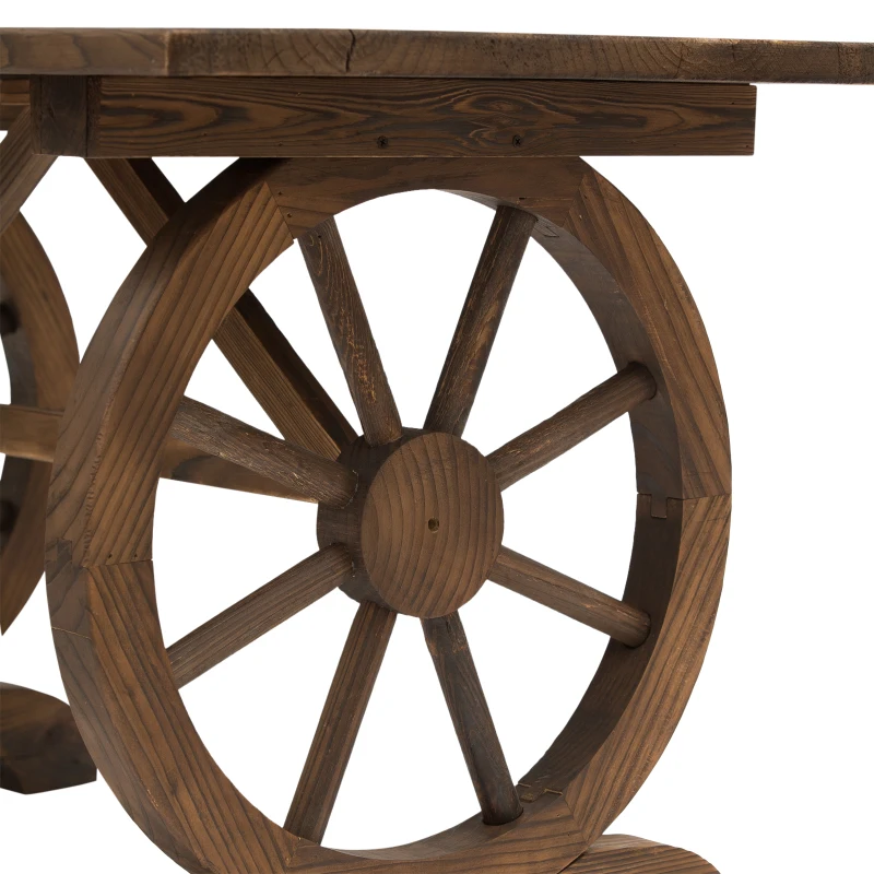 Outsunny Tavolo da Giardino Stile Country con Gambe a Ruota, in Legno di Abete Resistente alle Intemperie, 110x60x65 cm