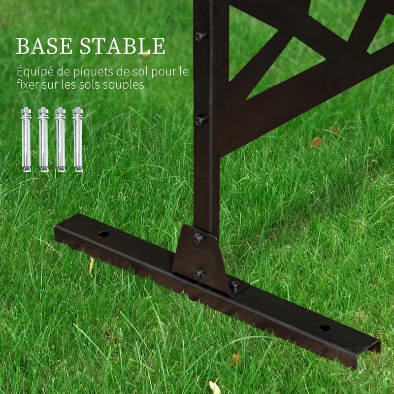 Outsunny Panneau brise-vue balcon décoratif extérieur à motif géométrique ajouré en acier 122 x 45 x 198 cm noir