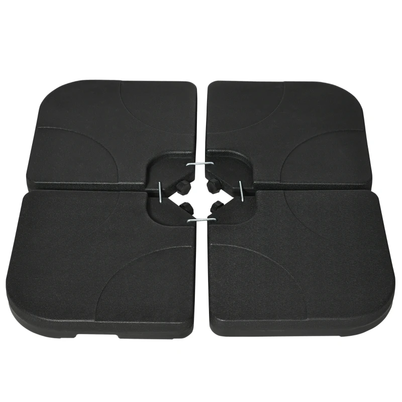 Outsunny Base per Ombrellone Set 4 Pezzi in HDPE Riempibile con Acqua o Sabbia, 104x104x7.5 cm, Nera