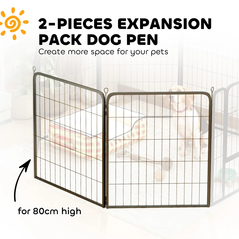 PawHut Two-Piece Dog Pen Expansion Pack for Medium Dogs, 80cm Tall Animal Pen with Three Connecting Stakes