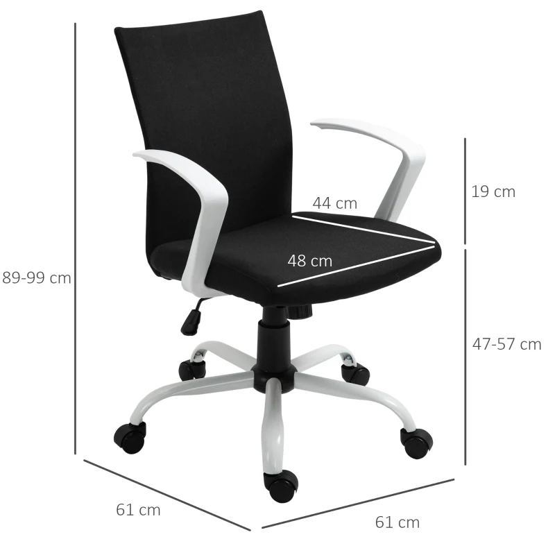 Vinsetto Fauteuil de bureau, chaise pivotante ergonomique hauteur réglable 61 x 61 x 99 cm noir et blanc