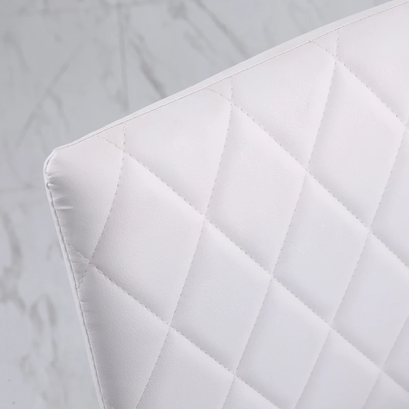 HOMCOM Pack de 4 Sillas de Comedor, Sillas de Cocinas Modernas, Respaldo Alto con Costuras Decorativas de Diamantes, Tapizadas en Cuero Sintético, Patas de Acero, Blanco