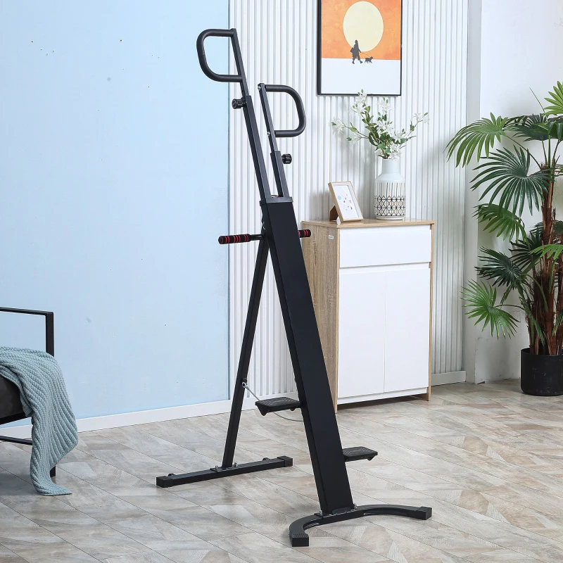 HOMCOM Grimpeur Vertical Pliable Stepper & Climber 2 en 1 Appareil Fitness Hauteur Ajustable avec écran LCD et roulettes - 100 x 60 x 175-195 cm