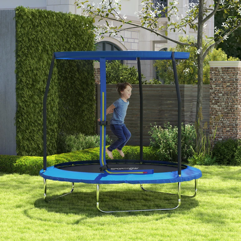 SPORTNOW 8ft Trampoline with Safety Enclosure Net, Steel Frame Outdoor Trampoline, with Edge, Safety Cover