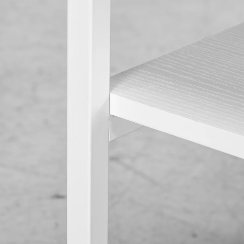 HOMCOM Carrello Porta Stampante a 3 Ripiani con 4 Ruote, Legno e Acciaio, 50x50x52.5cm, Bianco