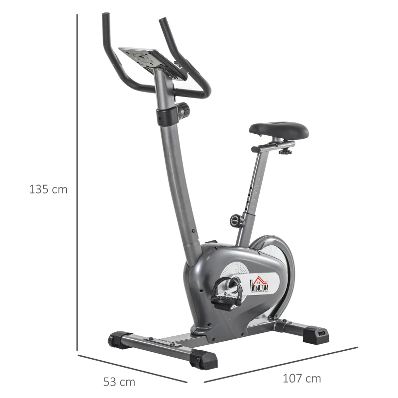 Vélo d'appartement volant d'inertie 8 Kg résistance magnétique 10 niveaux écran LCD multifonction capteur fréquence cardiaque selle réglable acier gris