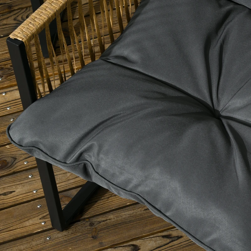 Outsunny Ensemble salon de jardin 4 pièces canapé 2 places 2 fauteuils et 1 table basse plateau verre trempé 3 coussins - gris