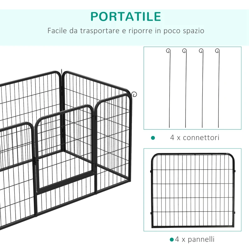 PawHut Heavy Duty Dog Pet Puppy Metal Playpen Play Pen Rabbit Pig Hutch Run Enclosure Foldable Black Large, 125 x 80 x 70 cm