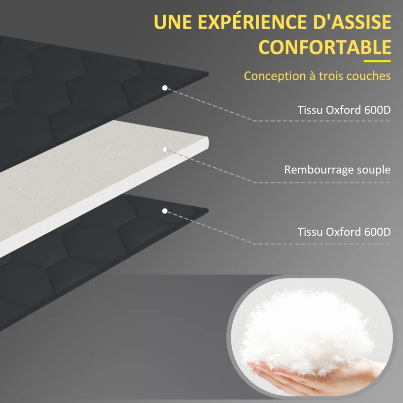 Outsunny Lot de 2 transats pliables avec dossier inclinable 5 positions - appui-tête et revêtement matelassé tissu Oxford - noir