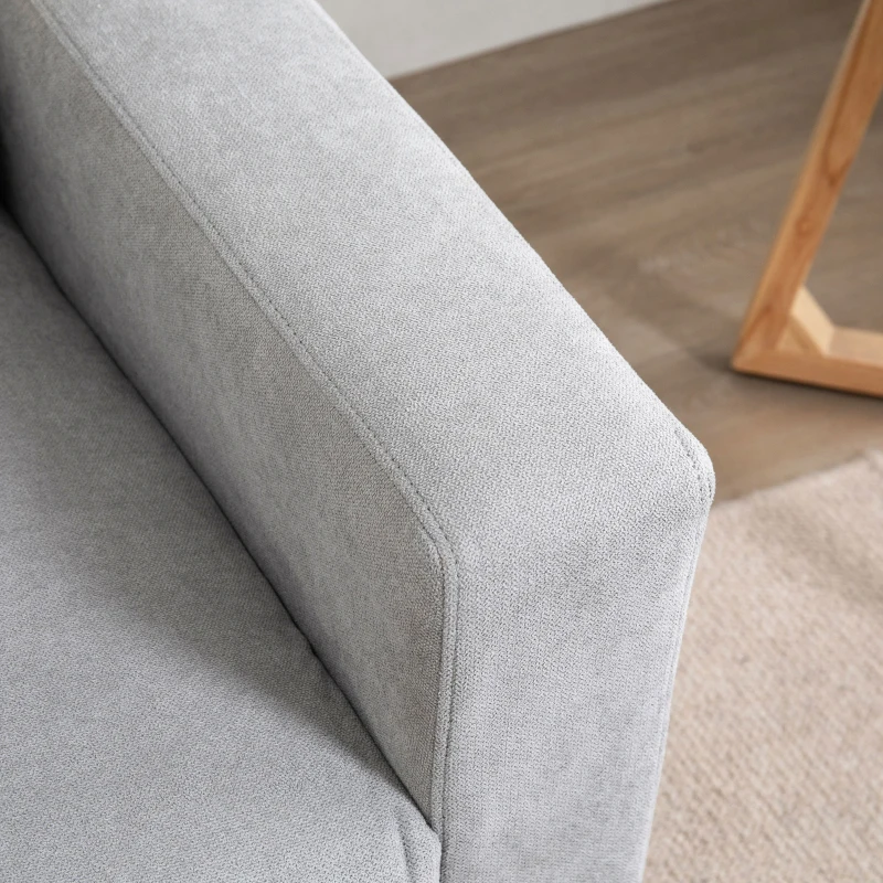 HOMCOM Sofá de 2 Plazas con 2 Cojines Reposabrazos y Patas de Madera de Caucho para Dormitorio Oficina 145x76x88 cm Gris