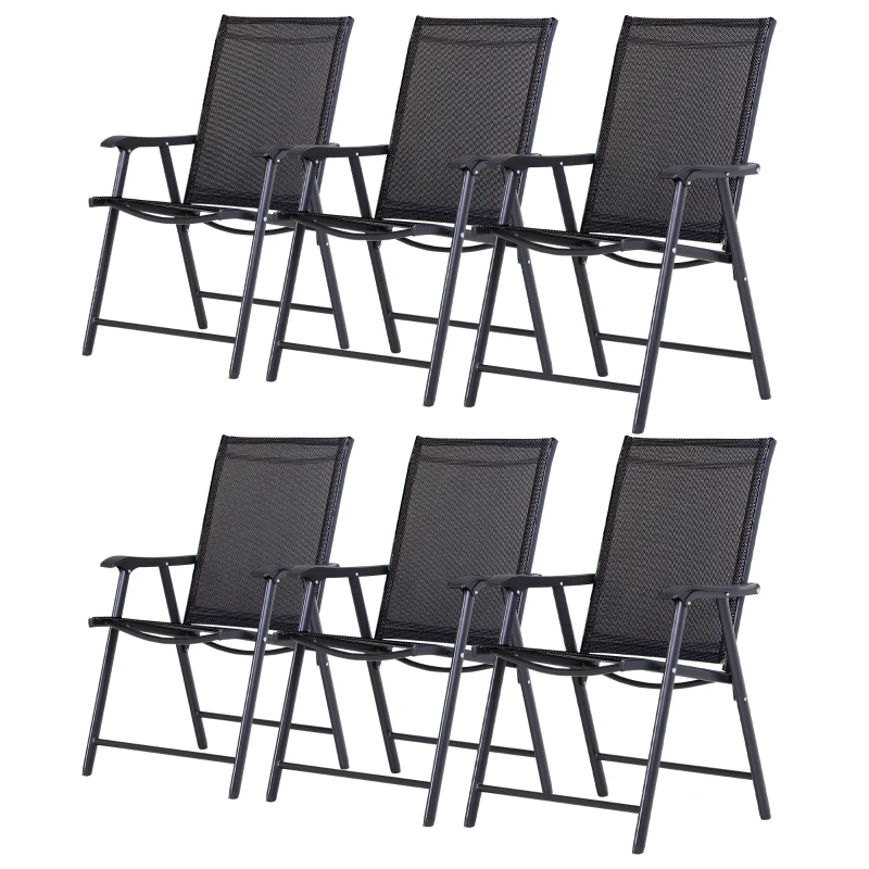 Outsunny Set of Six Folding Garden Chairs - Black