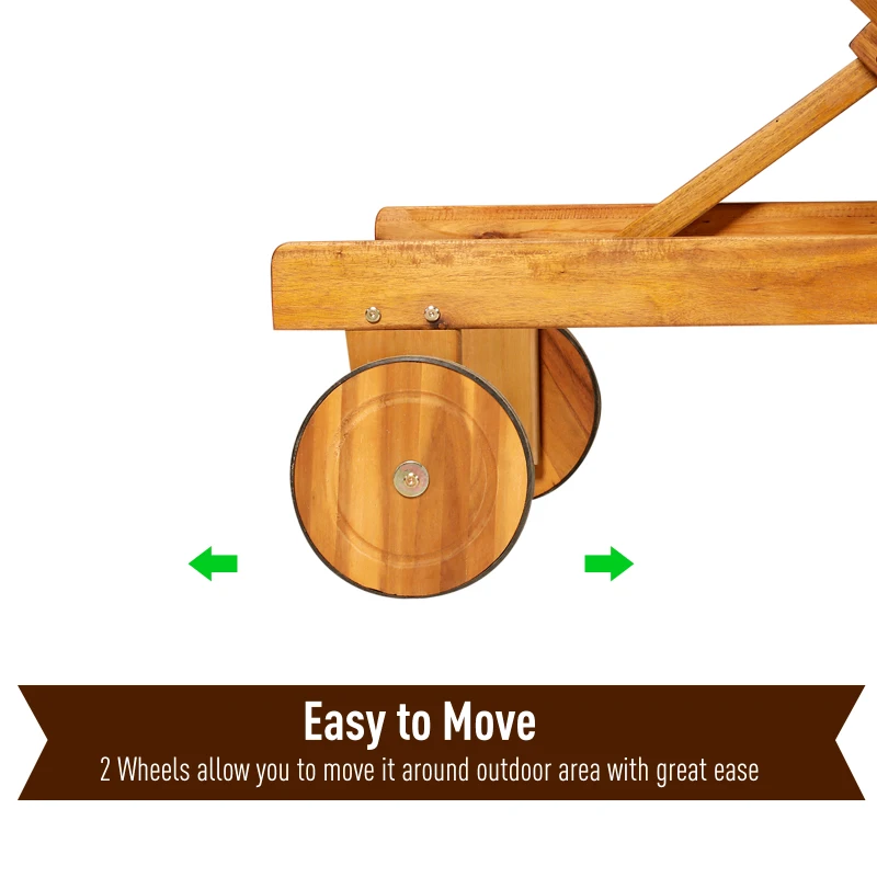 Outsunny Bain de Soleil transat Design Colonial Dossier inclinable 2 Positions roulettes dim. 198L x 60l x 68/87H cm Tissu textilène Blanc Bois Acacia