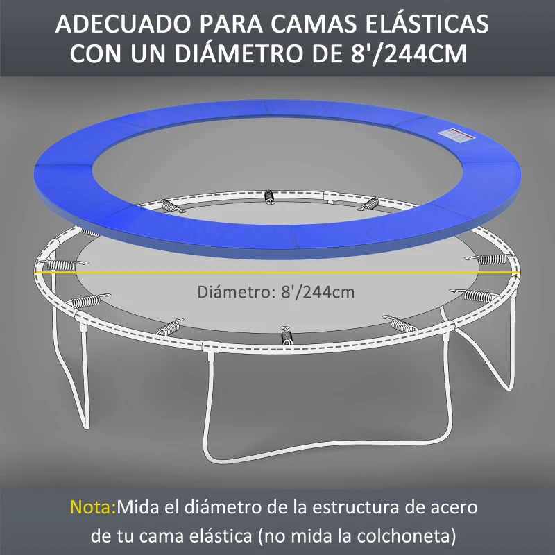 HOMCOM Cubierta de Protección Acolchada para Cama Elástica Borde de Seguridad para Trampolines con Diámetro Ø244 cm Azul