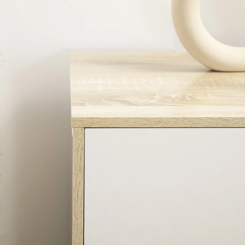 HOMCOM Cassettiera 6 Cassetti con Maniglie Intagliate in Legno, 120x40x76 cm, Bianco e Rovere