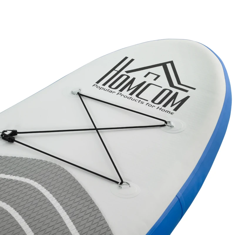 HOMCOM Tavola SUP Gonfiabile con Accessori Inclusi, Stand Up Paddle per Adulti e Teenager, 305x80x15cm Blu e Bianco