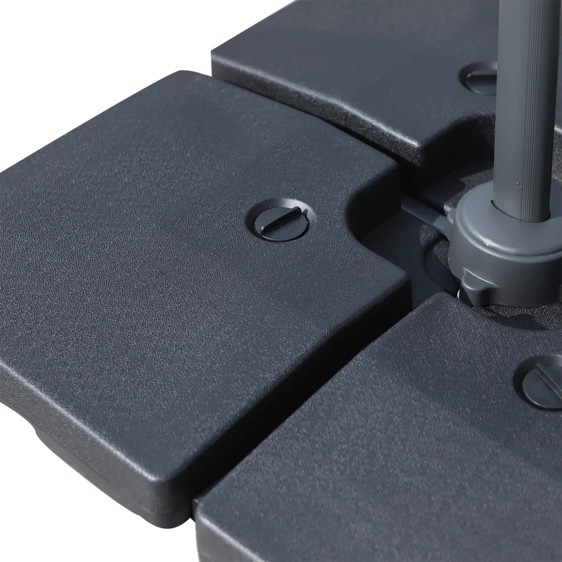 Outsunny Lot de 4 pied de parasol poids de lestage carré pour parasols déportés dim. par dalle 51L x 51l x 12H cm polyéthylène - A remplir d'eau jusqu'à 80 kg ou de sable jusqu'à 120 kg - noir