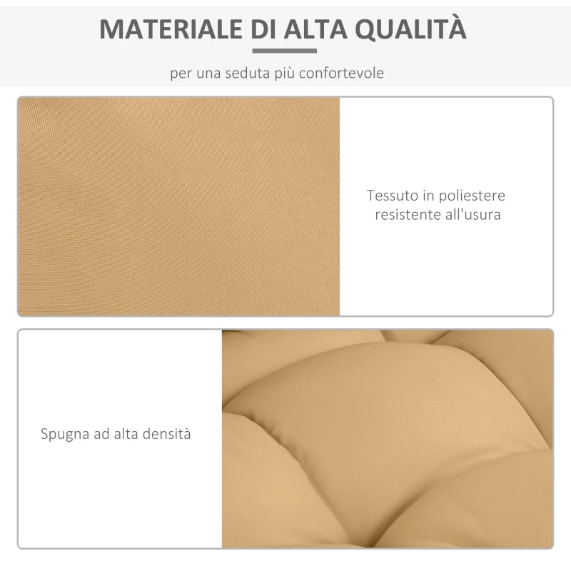 Outsunny Cuscineria per Pallet Set 3 Cuscini per Seduta e Schienale di Divani Panca con Bancali, Poliestere Beige