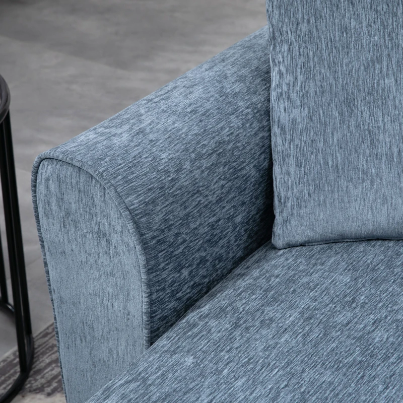 HOMCOM Sofá Rinconera Chaise Lounge Reversible en Forma de L con 2 Cojines Carga 200 kg 230x138x87 cm Azul Oscuro