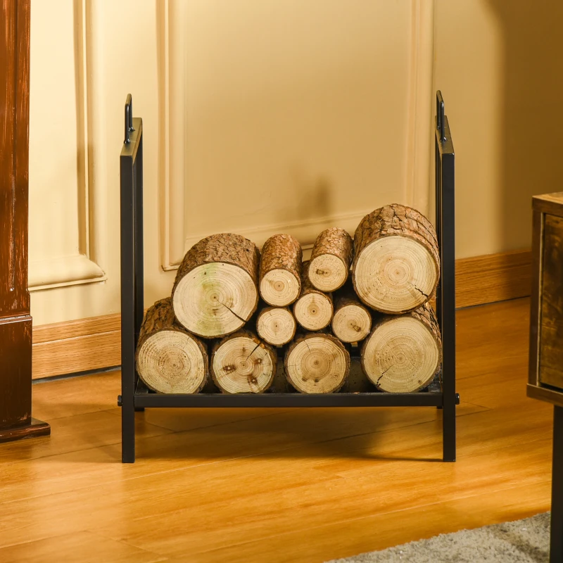 Outsunny Portalegna da Interno ed Esterno in Metallo con 2 Manici e Base Rialzata, 39x32.5x46cm, Nero