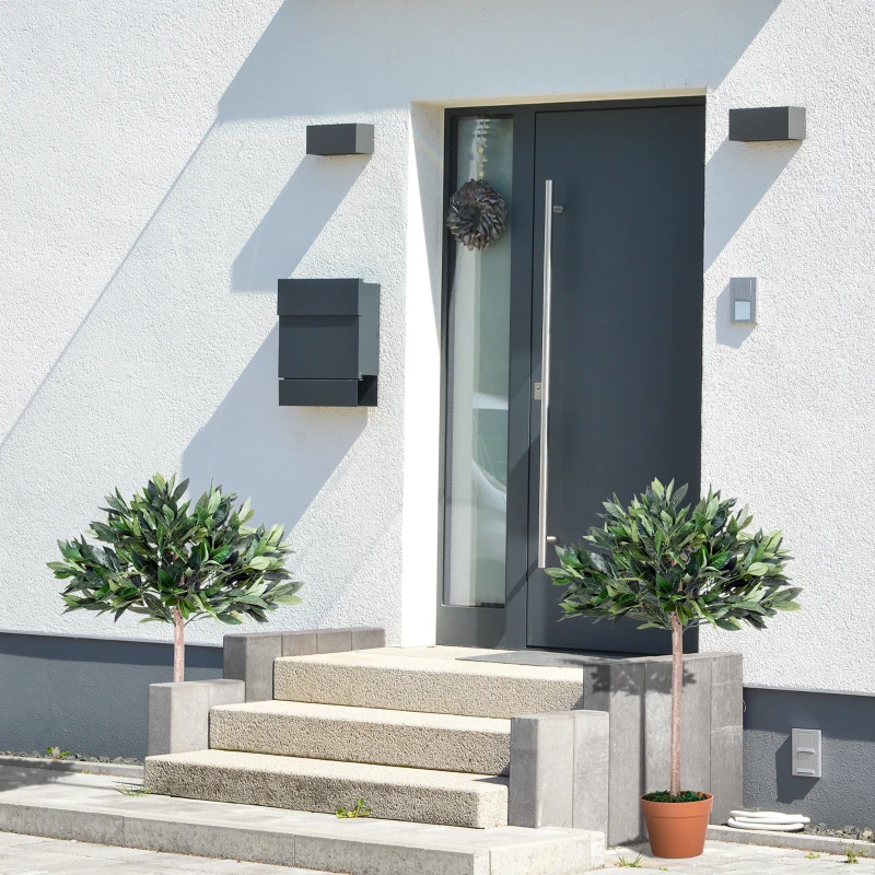 Outsunny 3ft Artificial Olive Tree Indoor Plant Greenery for Home Office Potted in An Orange Pot Set of 2