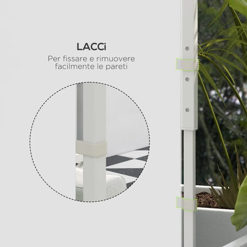 Outsunny Set 2 Pareti per Gazebo 3x3 m e 3x6m con Finestre e Tende Avvolgibili, 295x195cm, Bianco